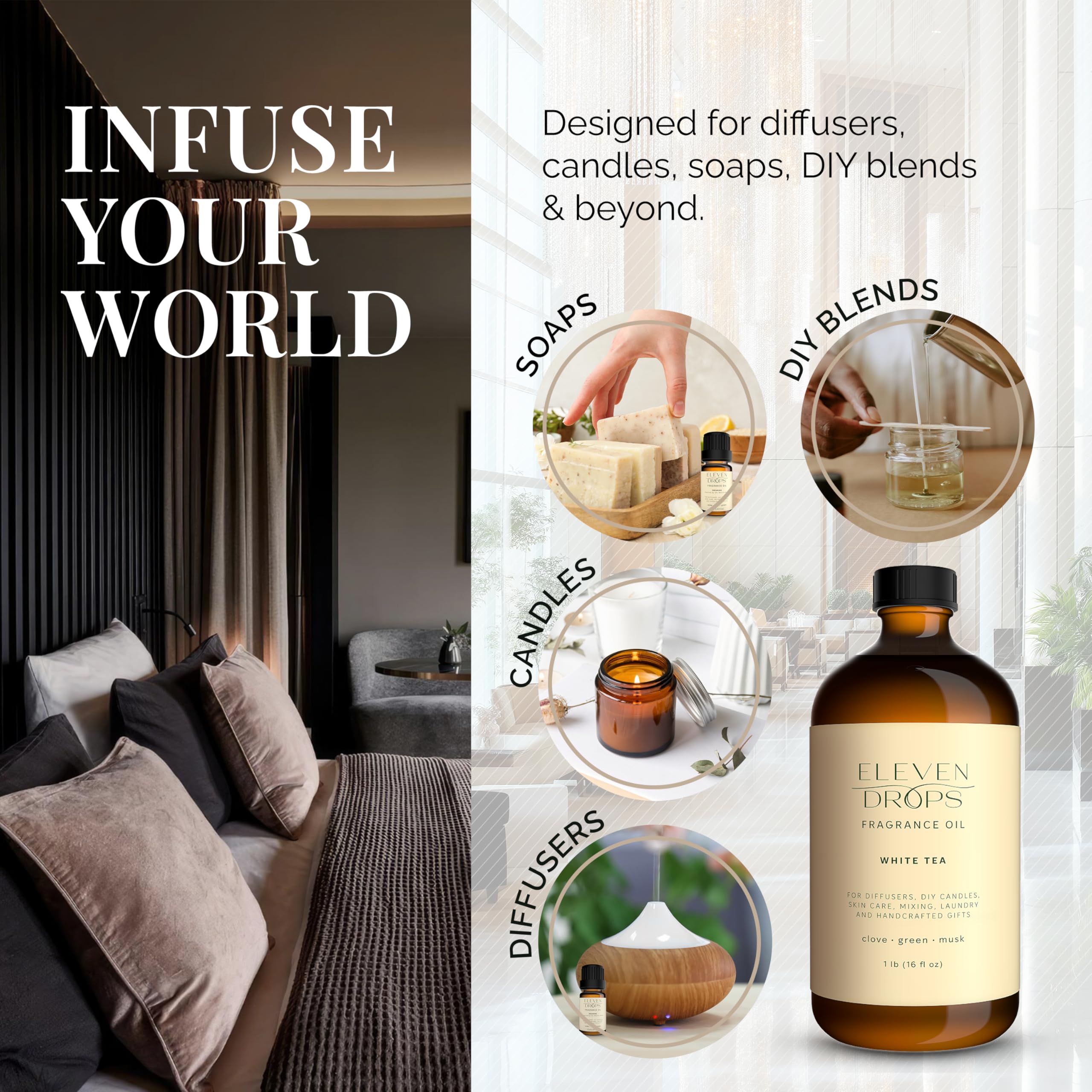 White Tea Essential Diffuser Oil - Premium Luxurious Fragrance Oil