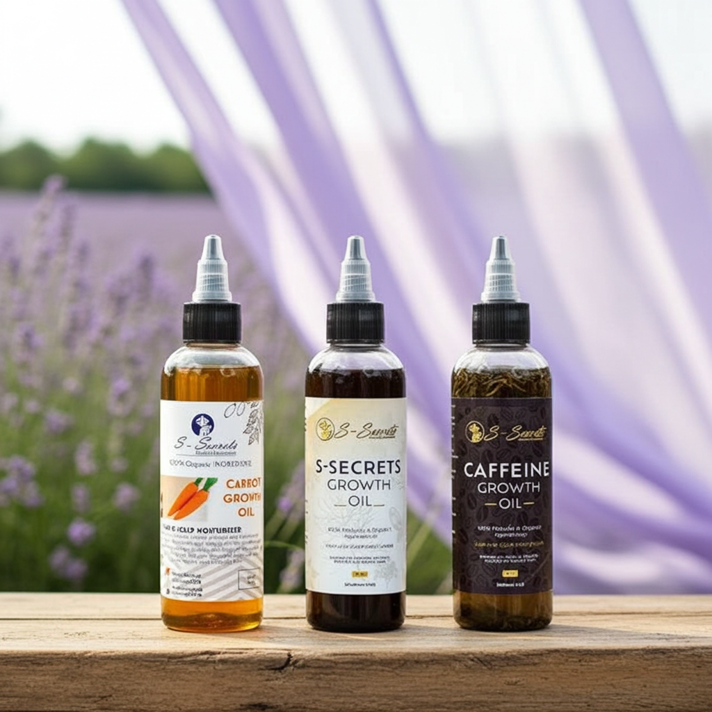 S-Secrets Hair Growth Bundle - Ultimate 3 x 4oz Bottles with Biotin, Ayurvedic Herbs, Essential Oils, Saw Palmetto & Scalp Stimulator Oil